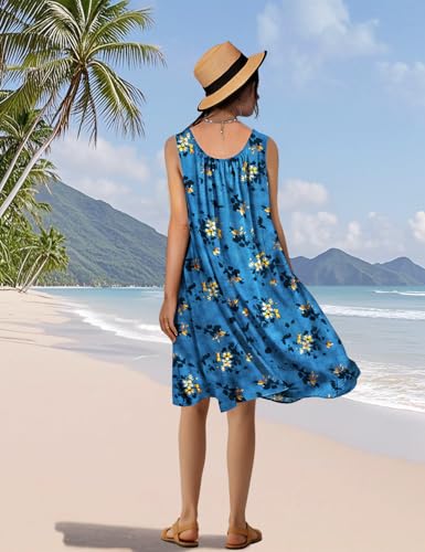 Image of YESNO Summer Dresses for Women Casual Boho Floral Sundresses Sleeveless Scoop Neck Beach Tank Dresses EVS