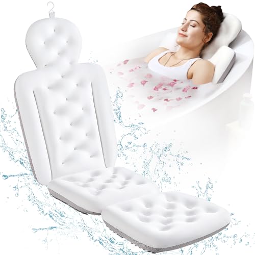 Full Body Bath Pillow for Bathtub, Thick Bathtub Cushion, Luxury Tub Pillow for Bath for Headrest Neck and Back Support White 56" x 16" by VOXOR - Used condition - US$49.59