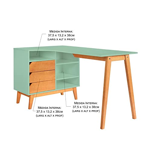 Escrivaninha de Canto Alecrim Verde e Mel 140cm