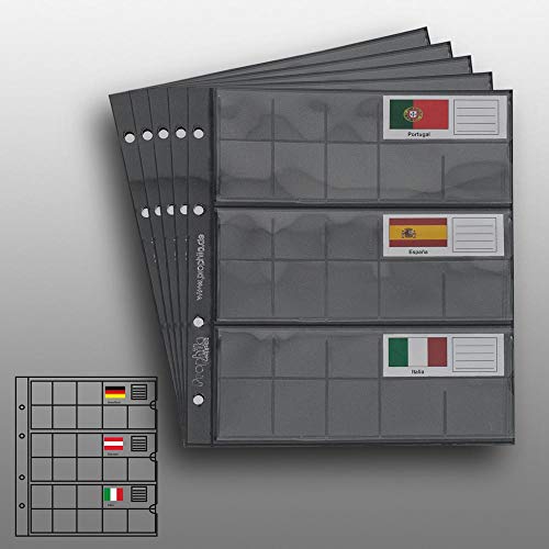 5 Small Prophila Coin Sheets for Euro Coins with Flags Cards