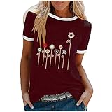Genérico Top Suelto para Mujer con Estampado Floral Manga Corta y Cuello Redondo Ideal para Uso Diario Casual y Cómodo en Tallas Variadas (S)