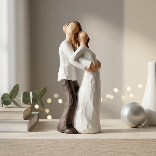 Image of Xtore Hand-Painted Medium Size Resin Romantic Couple in Full of Love | Beautiful Home Decor (Pack of 1, White and Brown Color)