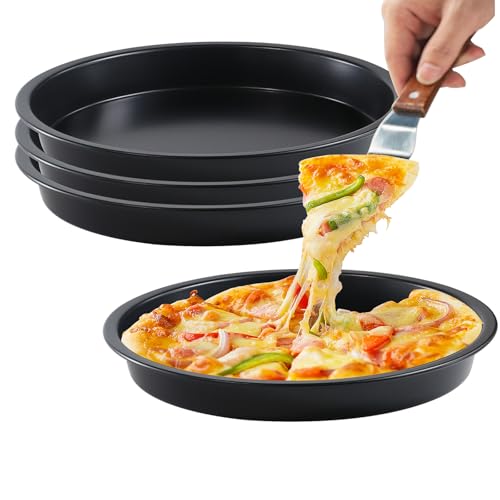 ATRDTO 4 Pack Non-Stick Dish Pizza Pan-Baking Pan Pizza Baking Tray- Heavy-Duty Pizza Dish Non-Stick Baking Sheet for Oven, Dishwasher Safe (9inch)