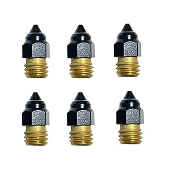 3D Printer Upgrade PTFE Coated 1.75mm MK8 Nozzles Extruder M6 Thread for Ender 3/Ender 3 Pro/Ender 3 V2/Ender 3 Max/Ender 5/Ender 5 Pro/Ender 5 Plus/CR-10 V2 3D Printer 0.4mm (Pack of 6）