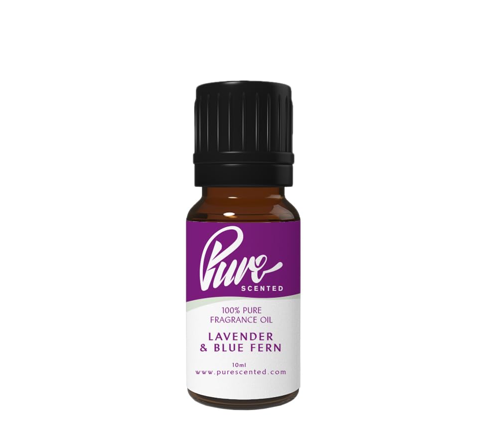 Pure Scented 10ml Fragrance Oils - 1 x 10ml Suitable for Candles, Soaps, Slime, Diffusers, Cosmetics, Wax Melts, Designer (1 x 10ml, Lavender & Blue Fern)