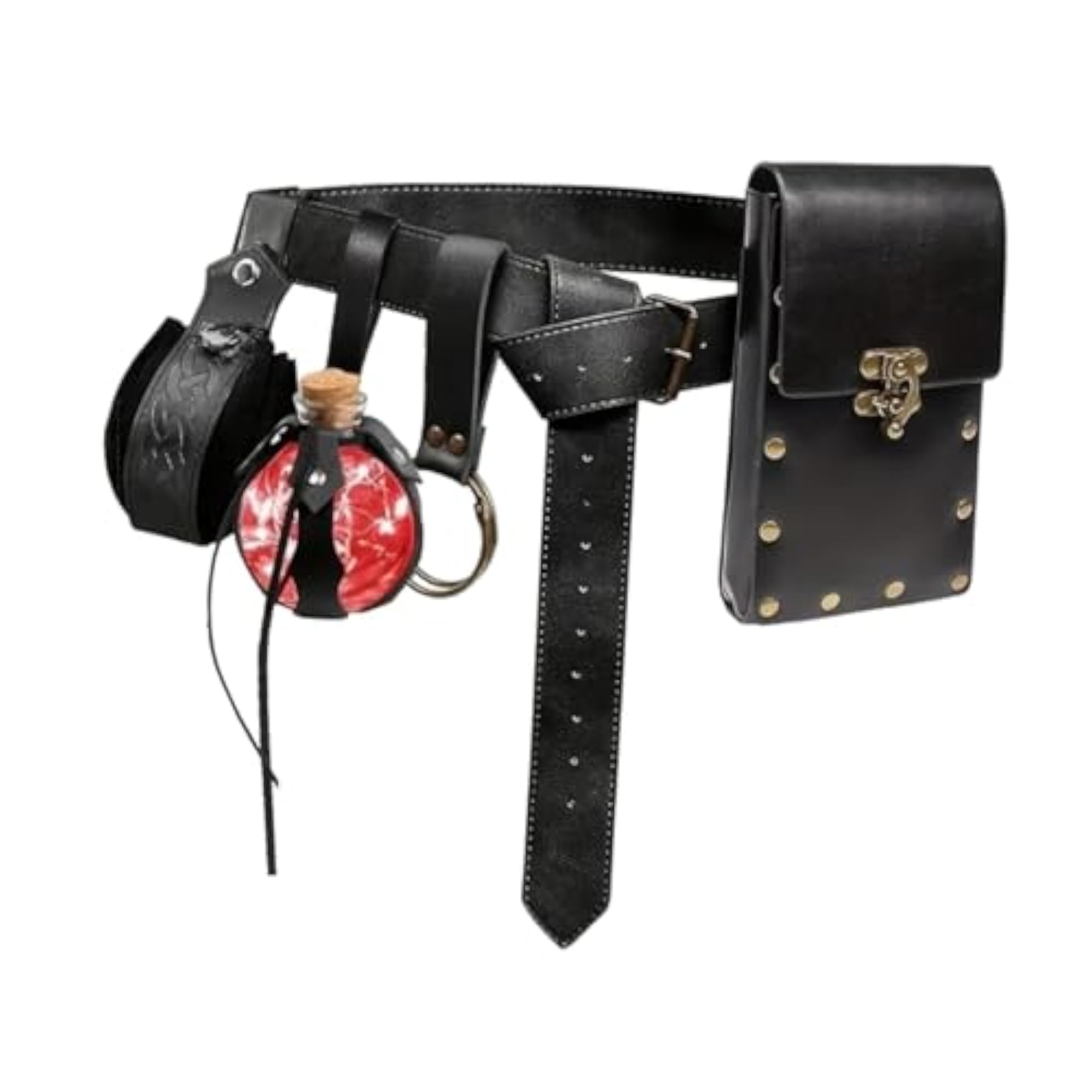 Medieval Style Black Belt Pouch for Festivals