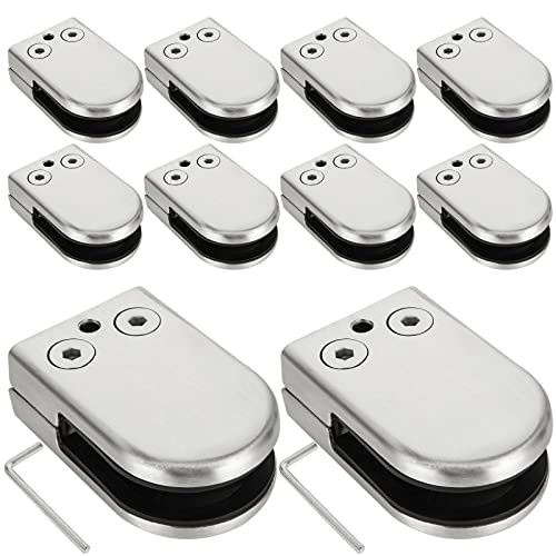 LOLYSIC 10 Pcs Glass Clamps, 10mm, 12mm Glasses Balustrade Clamps
