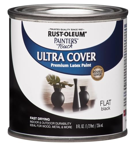 Rust-Oleum 1976730 Painter's Touch Latex Paint, Half Pint, Flat Black, 8 Fl Oz (Pack of 1) by Rust-Oleum - Used condition - US$9.25