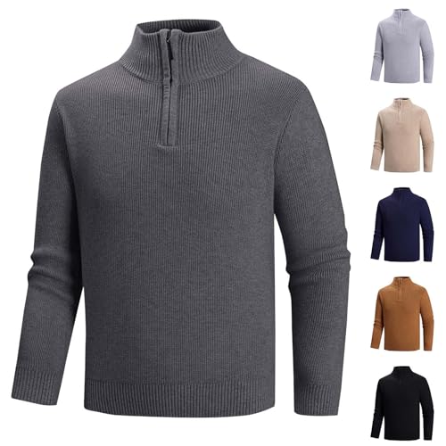 Cambkatl Mens 1/4 Zipper Stand Collar Sweaters Slim Fit Pullover Long Sleeve 2025 Fall Winter Warm Knitted Casual Jumper Tops2
