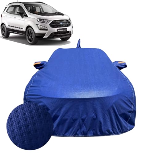 Image of Car Cover for Ford Ecosport (2018-2021) | 100% Waterproof Cover with Antenna & Reflective Mirror Pockets | Dustproof, Scratchproof, Heatproof Ecosport Car Cover |Soft Cotton Lining| Blue