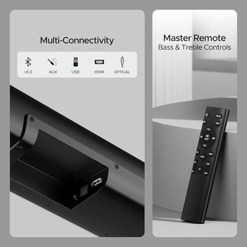 Image of Boat Aavante Bar Quake Pro, 240W Signature Sound, 2.1CH, Wireless Subwoofer, BT v5.3, Multiple Ports, Bass & Treble Controls, Bluetooth Sound bar, Home Theatre Soundbar Speaker (Premium Black)
