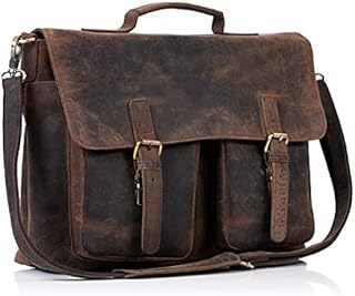 KomalC 18 Inch Leather briefcase Laptop Messenger Bags for Men and Women Best Office School College Satchel Bag