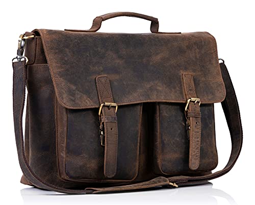 KomalC leather briefcase messenger bag