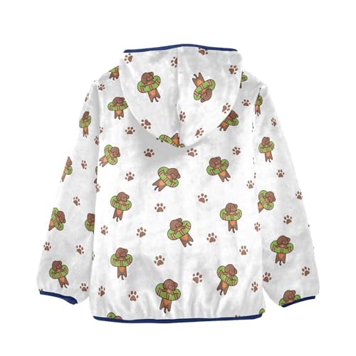 Happy Kawaii Dachshund Girls Fleece Jacket Girls Fall Jacket Girls Zip Up Hoodie Girls Sherpa Jacket 2-10T2