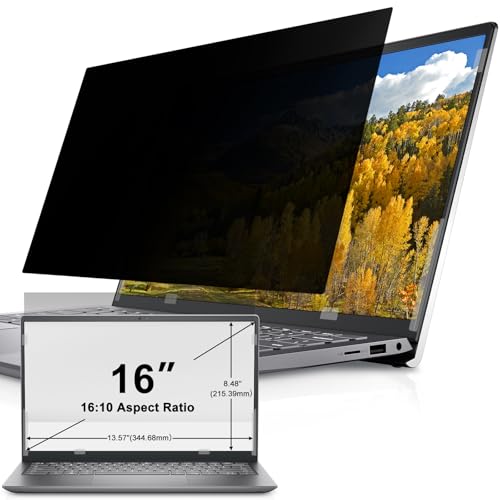 IPROKKO Laptop Privacy Screen 16 Inch 16:10 Aspect Compatible with HP Dell Lenovo Acer Asus Thinkpad Envy Xps Vivobook Removable Anti Blue Light Glare Spy Computer Monitor Filter Security Shield
