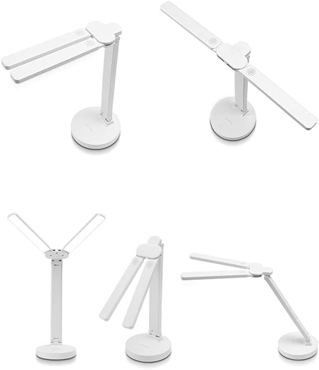 LED Desk Lamp Daylight, Portable Folding Eye-Caring Reading Table Lamp, Dimmable Office Double Head Desk Light, 3 Color Modes Stepless Dimming, Touch Control, Collapsible, USB Charging