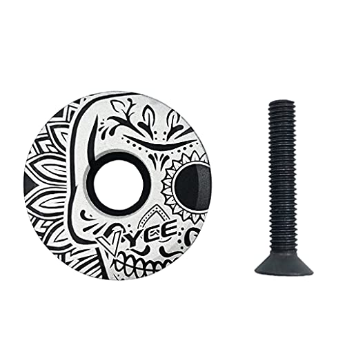 EXCBIOZ Cap & Screw Bike Front Fork Stem Top Cap Bike Stem Cover Replacement Aluminum Alloy Cycling Parts, White pattern