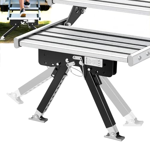 VEVOR RV Step Stabilizer Height Adjustable Step Stabilizer Kit Camper Stair Stabilizers with Powder Coated Steel for 5th Wheels Travel Trailers and Motorhomes Adjustable from 3 inch to 15 inch