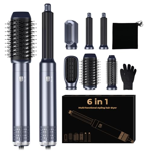 6 in 1 Air Styler & Spazzola Asciugacapelli Spazzola Asciugacapelli Multifunzione 6 IN 1 Asciugacapelli Air Styler Con Spazzola Lisciante Ferro Arricciacapelli ad aria Calda, Styling