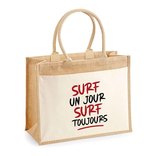 Sac cabas jute Surf toujours le sac avec poche idéal pour faire ses courses