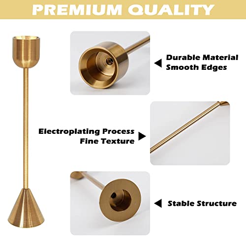 Prolee Brass Candle Holders Set Of 6 For Taper Candles Holders Candle Holders Decorative Candlestick Holder For Wedding, Dinning, Party,Home Decor,Model B, Two Sided #TOP2