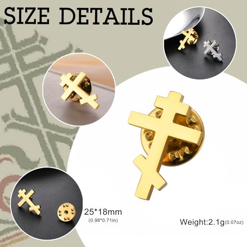 Image of Dreamtimes Antique Orthodox Cross Brooch Pin Stainless Steel Religious Jewelry for Men & Women Christian Faith Symbol Vintage Enameled Lapel Pin Lightweight Durable Gift for Daily Wear