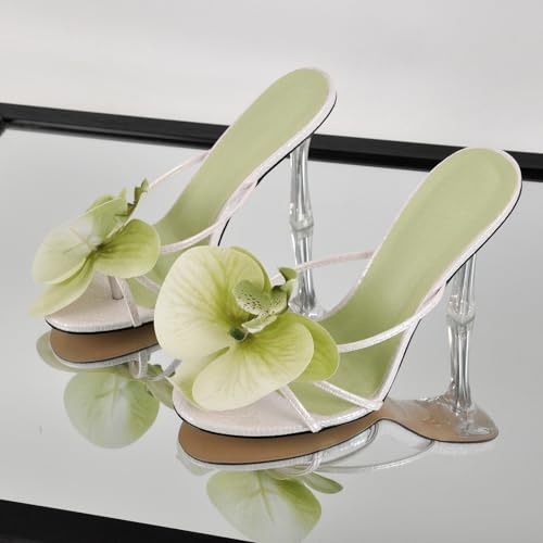 sexytag Clear Kitten Heels Floral Print Thong Sandals Slip On Flower Stiletto Heels Open Toe Mules4