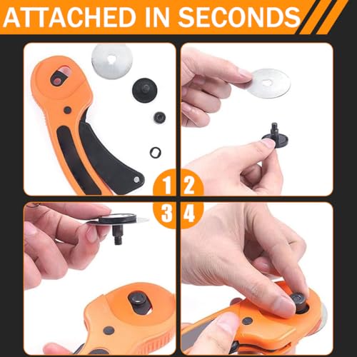 Miniatura 3 de Cuter Rotatorio Cúter De Cuchilla Circular Cúter Rotativo Con 5 Cuchillas De 45mm, Cúter Rotativo Tela, Cortar Herramienta De Corte, Para Cortar Tejidos, Tarjetas, Cuero, Papel Kraft