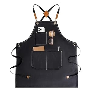 Aprons For Women Men With Large Pockets, Waterproof Cotton Chef Aprons For Cooking Server Grilling Bbq Kitchen
