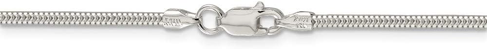 Chain Necklace White Sterling Silver Snake 16 in 2 mm 2mm Round