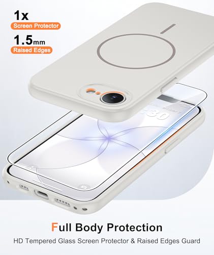 Image of FNTCASE for iPhone 17e & iPhone 16e Case: [Compatible with Magsafe] Solid Matte Magnetic Phone Cover with [Full Camera Protection] [Screen Protector] Military Grade Shockproof Protective, White