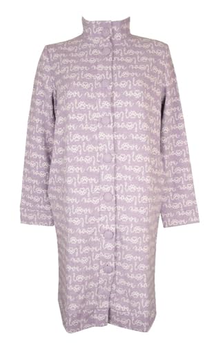 RAGNO Vestaglia da camera donna invernale manica lunga aperta con bottoni eco pile articolo DO50NR, 143F Fantasia lilla, 46