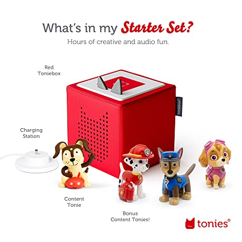 Toniebox Audio Player Starter Set With Chase, Skye, Marshall, And Playtime Puppy - Listen, Learn, And Play With One Huggable Little Box - Red #TOP4