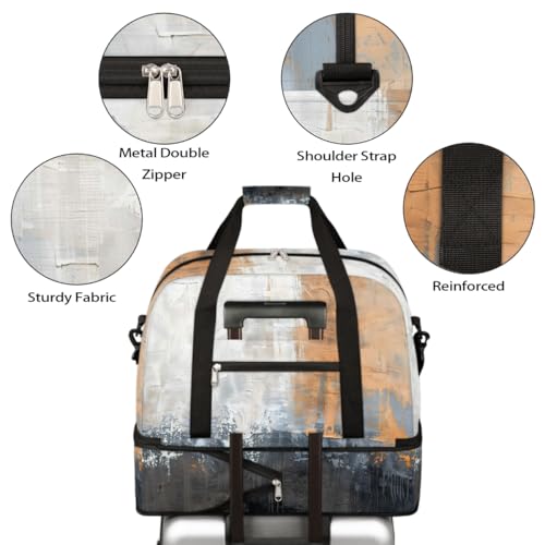 Sports Gym Bag Oil Painting Abstract Large Travel Duffel Bag With Shoe Compartment Foldable Waterproof Carry-On Weekend Travel Bags for Camping Overnight Yoga Hospital Travel Bags 5