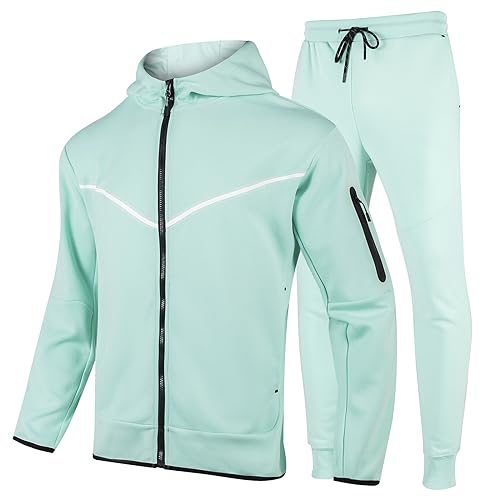 Men's Tracksuits Sweatsuits For Men Hooded Tracksuit Sweatsuit Long Sleeve Full-Zip Jogging Sweatpants 2 Piece