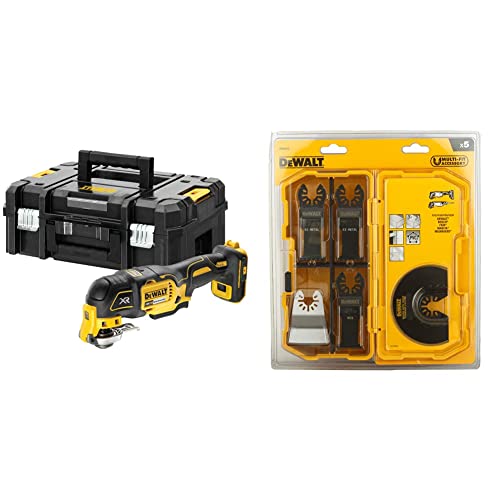 DEWALT Multi-Cutter XR 18V, sans Batterie ni Chargeur, Coffret TSTAK + Coffret de 5 Pieces 2XDT20701/DT20704/DT20711/DT20714 pour Multi-Cutter, DT20715