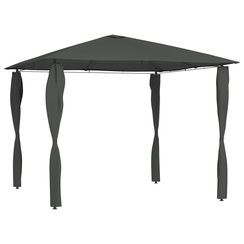 Gazebo da giardino 3 x 3 x 2,6 m, antracite, con coperture per pali e robusto telaio in acciaio, per giardino, terrazza, barbecue, picnic e feste di famiglia