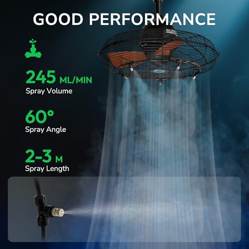 Tornado 20 Inch Outdoor Ceiling Mount Misting Fan – Pre-Installed Misting Kit with 5 Brass Nozzles, Remote Control, 3 Speeds, 3300 CFM, Quiet & Powerful, IPX4 Water-Resistant, UL Listed for Safety
