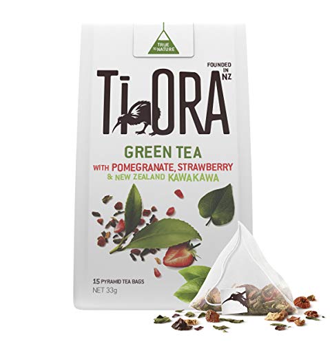 Ti Ora Pomegranate and Strawberry with Kawakawa Green Tea, 4 x 33g