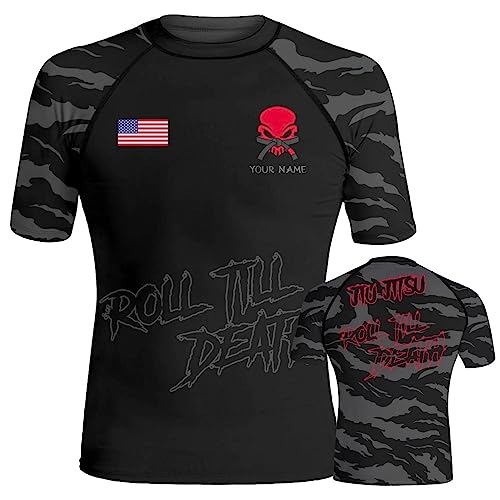 Customized America Flag Short Sleeve Rash Guard Men, Compression Shirt Stretchable Fabric2