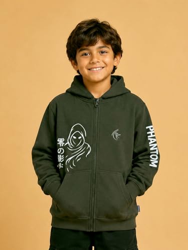 Image of Unisex Kids Solid Full Sleeve Zip Front Open Hooded Sweatshirt