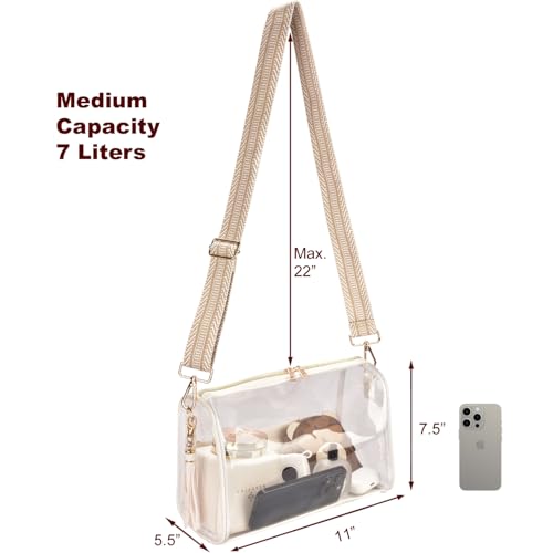 Image of Clear Crossbody Bag Stadium Approved Clear Purse - Transparent Messenger Bag with Front Pocket