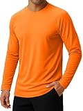 KINGFEN Rash Guard for Men Long Sleeve Swimming Shirts Quick Dry UV Fishing Shirts Lightweight Sun Protection Hiking Tee Mens Orange