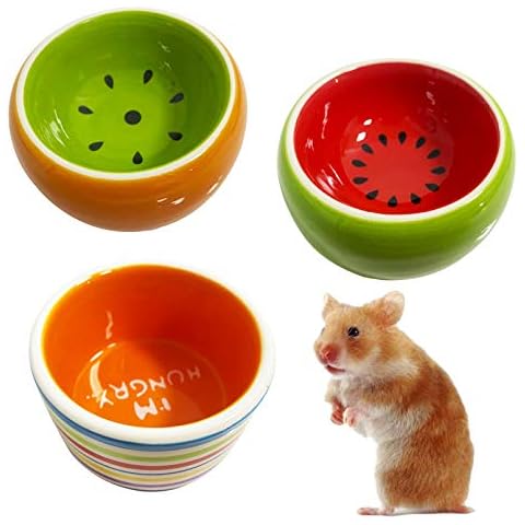Hamster Bowl Ceramic Small Animal Water Bowl Prevent Tipping Moving and Chewing Food Dish for Guinea Pig Gerbil Ferret Syrian Hamster Chinchilla Rat Hedgehog Bunny (3 Pcs) Cover