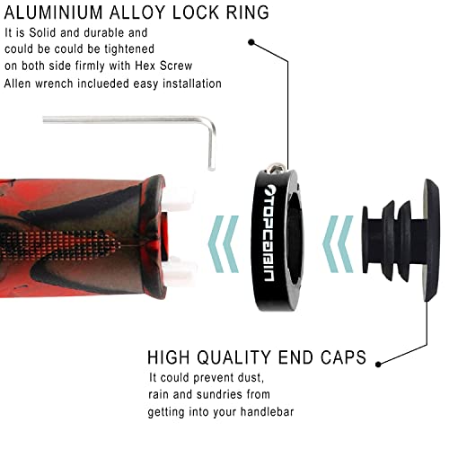 Image of TOPCABIN Ergonomic Bike Grips - Widen Holding Rubber Grips with Aluminum LockGrips for Mountain & Road Bikes