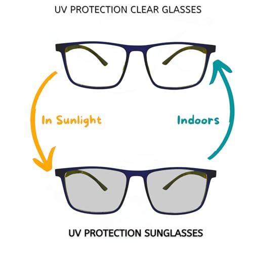 Image of Vast Photochromic Blue Cut Computer Glasses for Eye Protection | Zero Power Anti Glare & Blue Light Filter | UV Protect Specs for Men & Women| Frames| Cooling Glasses Lens
