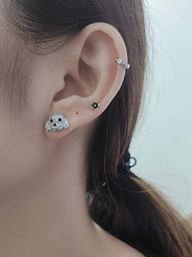 Oidims Cute Dog 925 Sterling Silver Cubic Zircoina Post Stud Earrings for Girls Teens Women Hypoallergenic Fashion Dainty Rhinestone Crystal Best Friend Animal CZ Jewelry Birthday Valentine's Day Gift 6