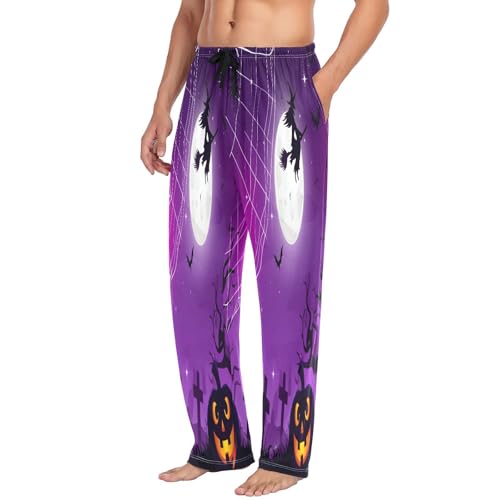 Qilmy Halloween Horror Nights Men's Cotton Pajama Pants, Lightweight Lounge Sleepwear with Drawstring and Pocket4