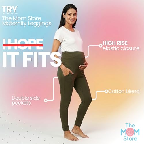 Image of The Mom Store Comfy Maternity Leggings | Comfortable | Soft | Pre and Post Pregnancy | Comfort Stretch Pregnancy Leggings for Women