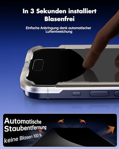 UNBREAKcable Panzer Sichtschutz Glas Kompatibel für iPhone 17 Pro (6,3 Zoll) Blickschutzfolie Privacy Screen mit Anti Spy, Kratzfest, Anti-Fingerprint und blasenfrei - 2 Stück 6